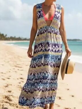boho maternity dress for photoshoot Lace Embroidered See-through baby shower shoots New arrivals Cowl Neck Dress Cobalt Color:Terra Cotta